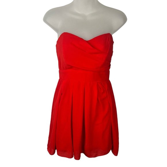 TFNC London ASOS Little Red Dress Sleeveless Pleated Skirt Chifon Women's Size S - Picture 5 of 16